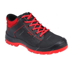 Vaultex High Ankle Steel Toe Safety Shoes, AGO, Leather, Size41, Black/Red
