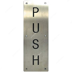 Robustline Push Plate With Letter, 12 x 4 Inch, Silver