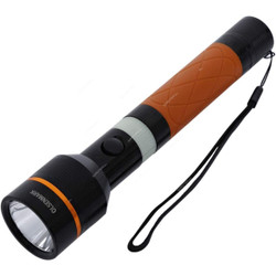 Olsenmark Rechargeable LED Flashlight With Night Glow, OMFL2658, 1900 mAh, Ni-CD, Black/Orange