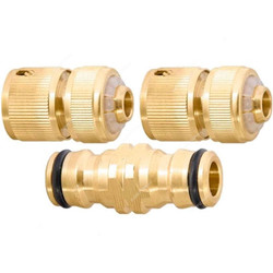 Palisad Hose Connector Set, 662108, Aquastop, Brass, 1/2 Inch, 3 Pcs/Set