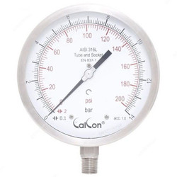 Calcon Pressure Gauge, CC18A, 160MM, 1/2 Inch, NPT, 0-14 Bar