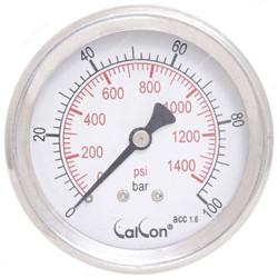 Calcon Pressure Gauge, CC18D, 63MM, 1/4 Inch, NPT, 0-100 Bar