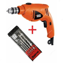 Black And Decker Single Speed Hammer Drill W/ Drill Bit Set, HD4810BIT-B5, 480W