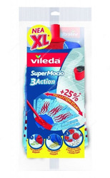 Vileda 3 Action Floor Mop Refill, VLFC127968, Supermocio, White