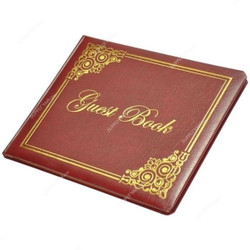 FIS Bonded Leather Cover Guest Book, FSCLGBBOMR, 260 x 215MM, 64 Pages, Maroon