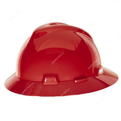MSA Safety Helmet With Ratchet Suspension, N118241299, V-GARD, Polyethylene, Red