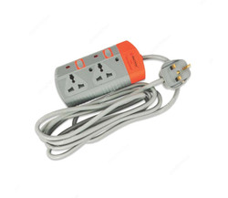 Electron Extension Socket, EL-3000, 3 Mtrs, 2 Way, Grey and Orange