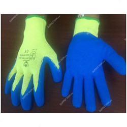 Workworth Latex Coated Gloves, WW-1441, L, Blue and Yellow, PK12