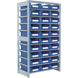 Bito Boltless Shelving With Storage Bins, SKR5031G, 10 Shelves, 1850 x 500MM, Blue