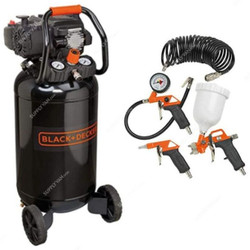 Black and Decker 50 Ltrs Vertical Air Compressor With 4 Pcs Air Tool Kit, BD227-50+KIT-4