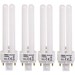 Osram Fluorescent Lamp, Dulux D/E, 13W, G24q-1, 3000K, Lumilux Warm White, 4 Pcs/Pack