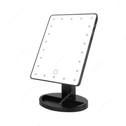 LED Touch Screen Makeup Mirror, Rectangular, 22 LED, Black