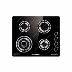 Geepas Gas Cooker, GK4410, Stainless Steel, 4 Burner, Black