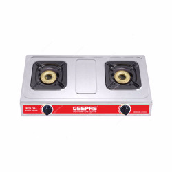 Geepas Gas Cooker, GK6898, Stainless Steel, 2 Burner, Silver