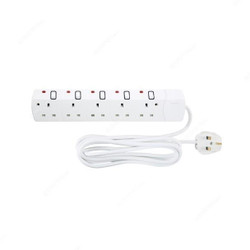 Geepas Extension Socket, GES4085, 5 Way, 13A, White