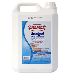 Chemex Sanigel Hand Sanitizer, Liquid, 5 Ltrs, 4 Pcs/Pack