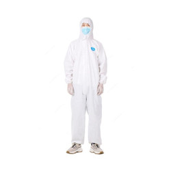 Snh Antibacterial Disposable Coverall, DA-503-XL175, Polyethylene, XL, White and Blue