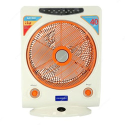 Olsenmark Rechargeable Fan With Led Emergency Light, OMF1608, 12V, 700mAh, 14 Inch, Orange/White