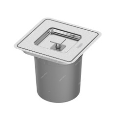 Tramontina Square Built-In Inset Trash Bin, 94518205, Stainless Steel, 5 Ltrs Capacity, Grey