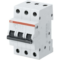 ABB Miniature Circuit Breaker, SH203M-C63, Curve Type C, 3 Pole, 10kA, 63A