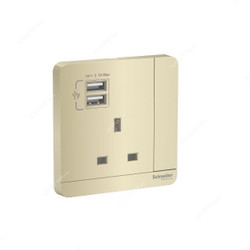 Schneider Electric Switched Socket With 2 USB Port, E8315USB-WG-G12, AvatarOn, 3P, 13A, 220V, Wine Gold