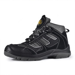 Safetoe High Ankle Safety Shoes, M-8439, Best Climber, Suede Leather, Size41, Composite Toe, Black