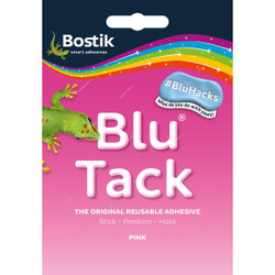 Bostik Blu Tack The Original Reusable Adhesive, 30605530, 45GM, Pink, 12 Pcs/Pack