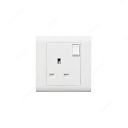 Mk Dual Pole Switch Socket Outlet, MV2757DPWHI, Essential, Polycarbonate, 1 Gang, 13A, White