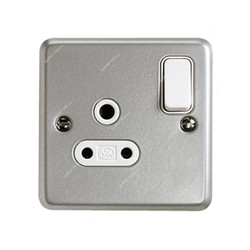 Mk Single Pole Electrical Switch Socket, K2871ALM, Metalclad Plus, IP2XD, 1 Gang, 1 Way, 5A, Aluminium