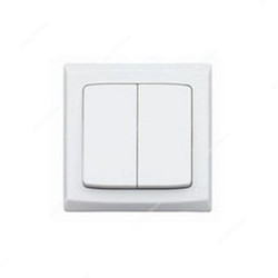 Mk Single Pole Electrical Switch, S4782W1WHI, Slim Line Plus, Polycarbonate, 2 Gang, 1 Way, 10A, White