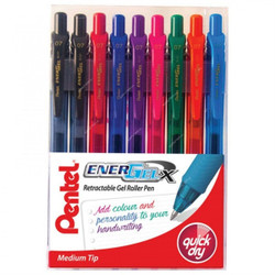 Pentel Energel-X Gel Roller Pen, PE-BL107-10, 0.7MM Tip, Assorted Colors, 10 Pcs/Set