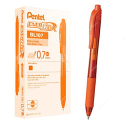 Pentel Energel-X Gel Roller Pen, PE-BL107-FH, 0.7MM Tip, Orange, 12 Pcs/Pack