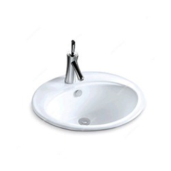 Milano Above Counter Wash Basin, KN-221, Ceramic, 56CM Dia, White