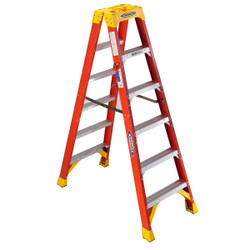 Werner Double Sided Step Ladder, T6206, Fiberglass, 6 Feet Height, 136 Kg Weight Capacity