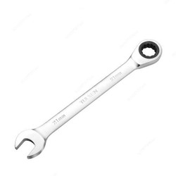 Tolsen Fixed Combination Ratchet Spanner, 15403, Chrome Vanadium Steel, 7/16 Inch