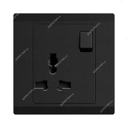 Abb Single Pole Universal Switch Socket, BL294-885, Inora, 1 Gang, 13A, Starry Black