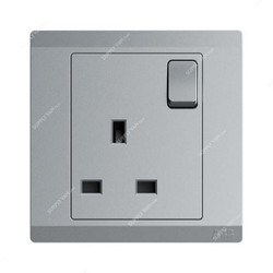 Abb Double Pole Switch Socket, BL237-G, Inora, 1 Gang, 13A, Classic Grey