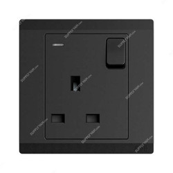 Abb Single Pole Switch Socket With Neon, BL229-885, Inora, 1 Gang, 13A, Starry Black
