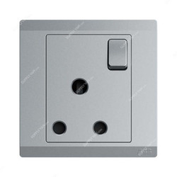Abb Single Pole Switch Socket, BL209-G, Inora, 1 Gang, 15A, Classic Grey