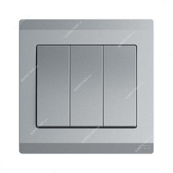 Abb Electrical Switch, BL107-G, Inora, 3 Gang, 2 Way, 10AX, Classic Grey