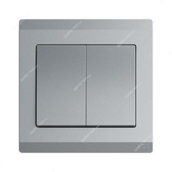 Abb Electrical Switch, BL106-G, Inora, 2 Gang, 2 Way, 10AX, Classic Grey