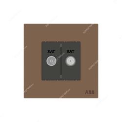 ABB F-Type SAT Twin Socket, AM32344-MO, Millenium, 2 Gang, Mocha Brown