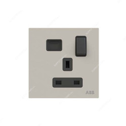 ABB Single Pole Switched Socket With USB Charger, AM23586-DU, Millenium, 1 Gang, 13A, Dune Sand