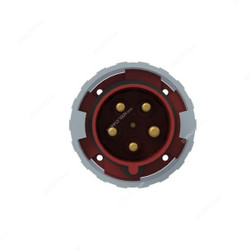 Abb Straight Flange Panel Mounted Socket Inlet, 3125BU6W, 380-415V, IP67, 125A, 3P+E, Red
