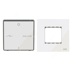 ABB Fan Isolator With Double Rocker Frame, AMD13444-WG+AMD5144-WG, Millenium, 3P, 10A, White Glass