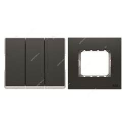 ABB Electrical Switch With Triple Rocker Frame, AMD12153-SB+AMD5153-SB, Millenium, 3 Gang, 2 Way, 16A, Silk Black