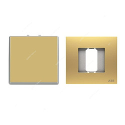 ABB Electrical Switch With Rocker Frame, AMD10144-MG+AMD5044-MG, Millenium, 1 Gang, 1 Way, 10A, Matt Gold