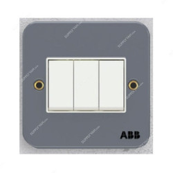 Abb Electrical Switch, BM103, Metal Clad Series, Urea/Metal, 3 Gang, 1 Way, 10A