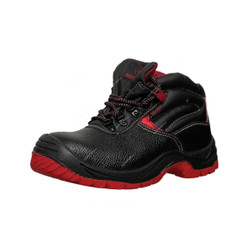Neilson Heavy Duty High Ankle Safety Shoes, NC9, Leather, SBP, Steel Toe, Size41, Black/Red
