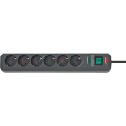 Brennenstuhl Extension Lead With Surge Protection, 1159710515, Eco-Line, 6 Way, 13500A, 5 Mtrs Cable Length, Anthracite